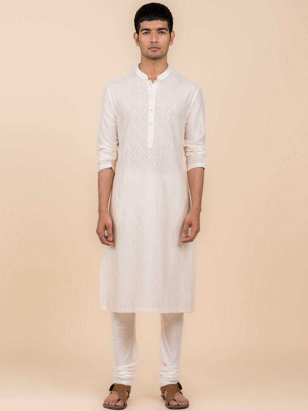 tasva ethnic motifs embroidered regular kurta with churidar