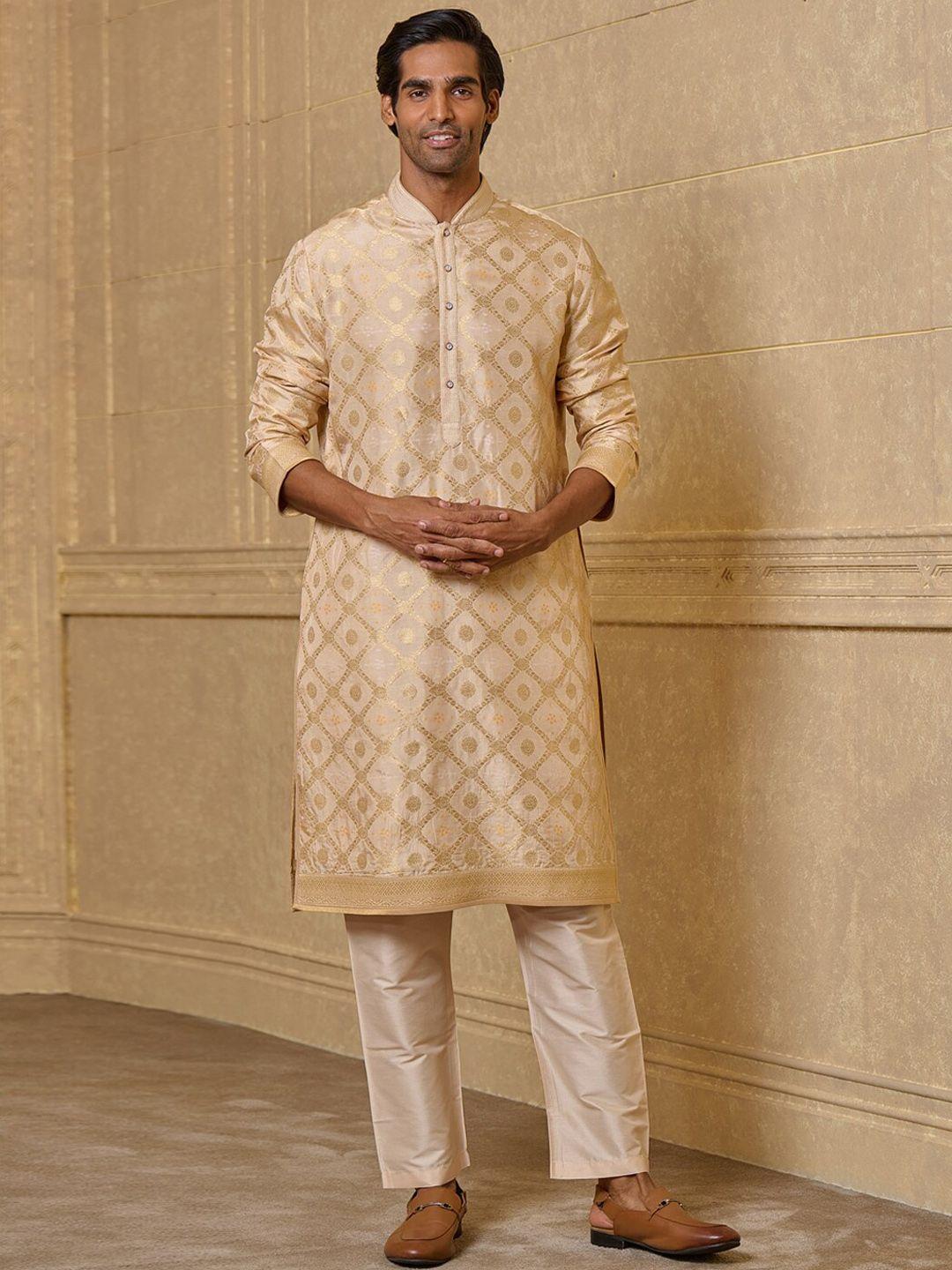 tasva ethnic motifs woven design straight kurta with trousers