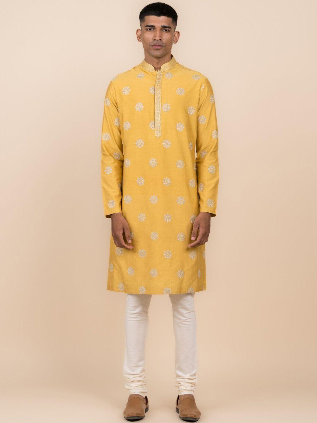 tasva ethnic motifs woven design thread work kurta with churidar