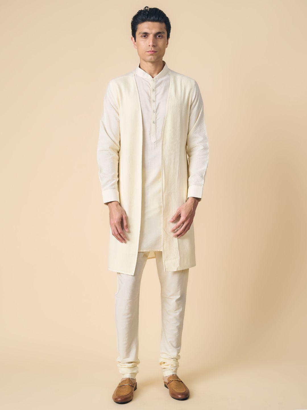 tasva mandarin collar kurta with churidar & jacket