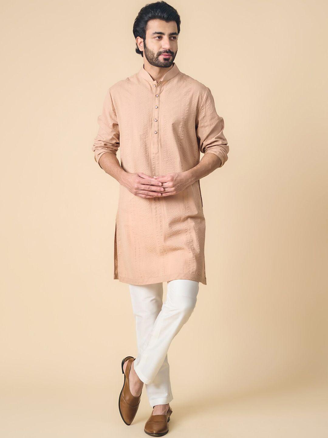 tasva mandarin collar pure cotton kurta with trousers