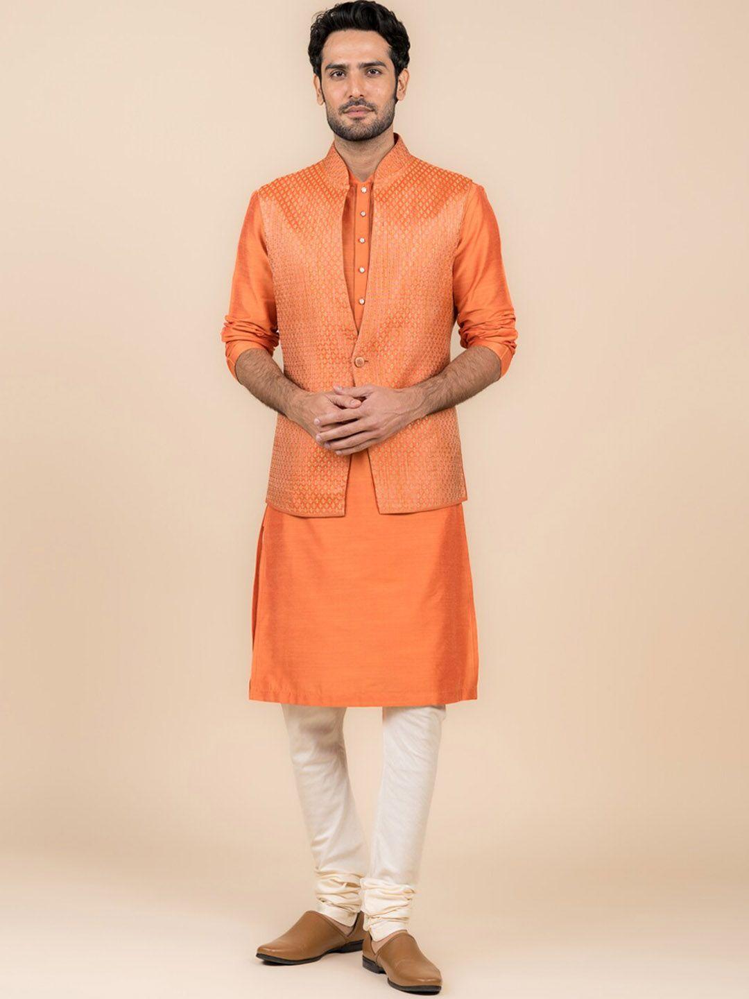 tasva mandarin collar regular kurta with churidar