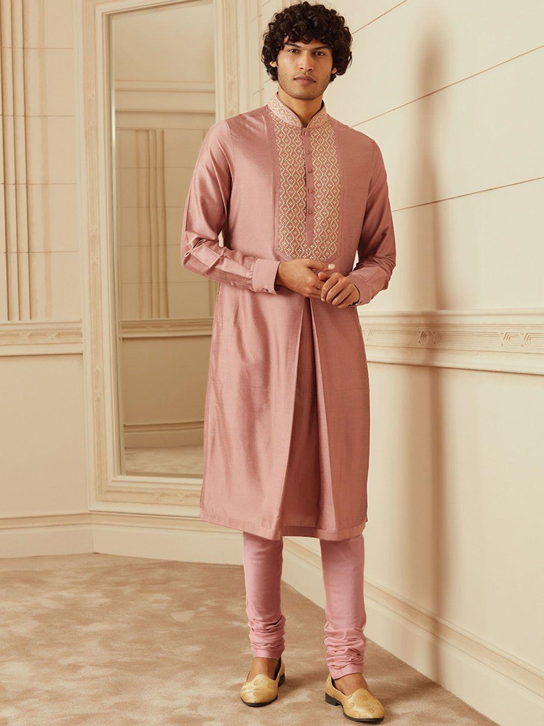 tasva men front box pleated kurta set