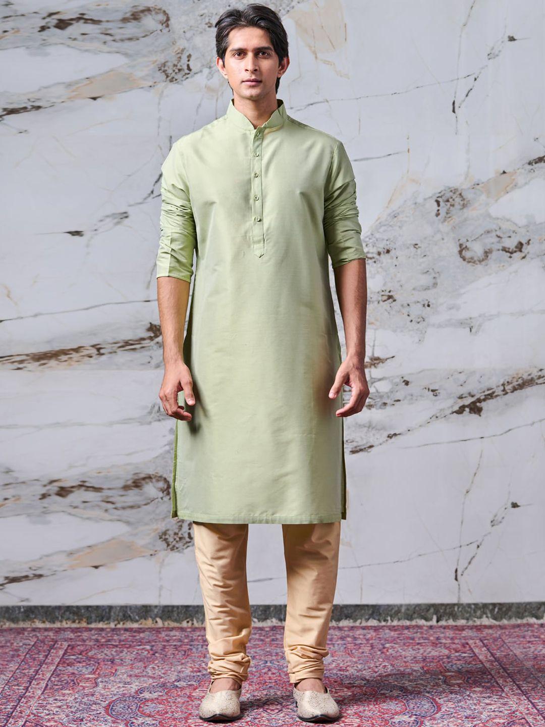 tasva men green solid kurta