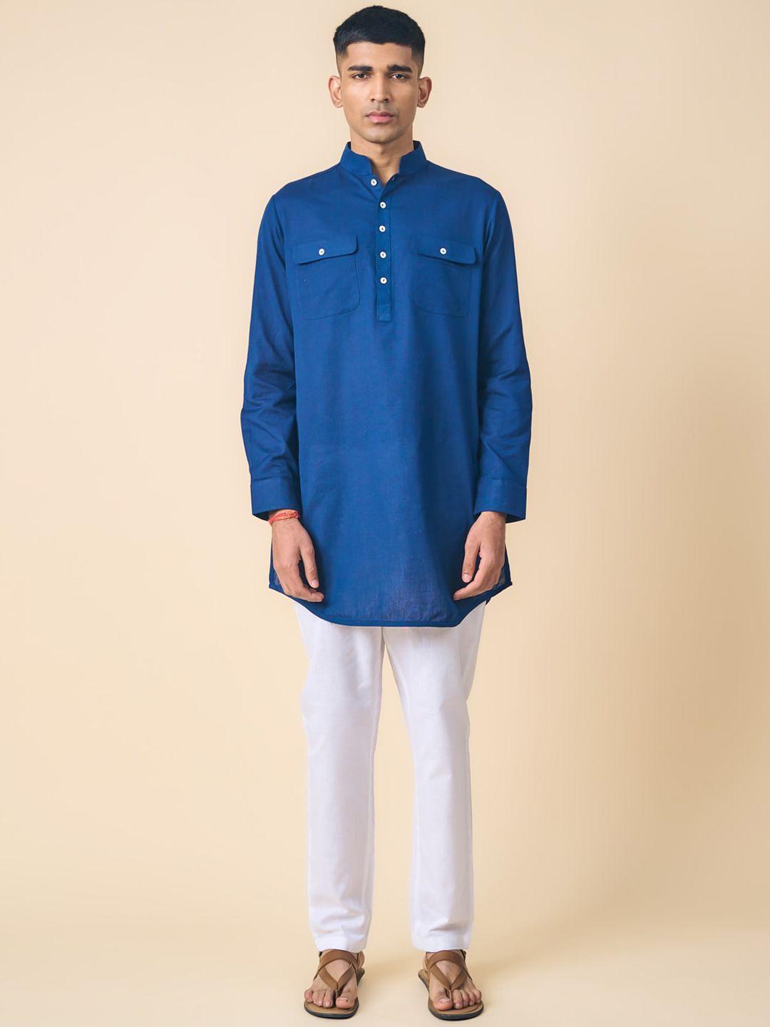 tasva men mandarin collar cotton pathani kurta