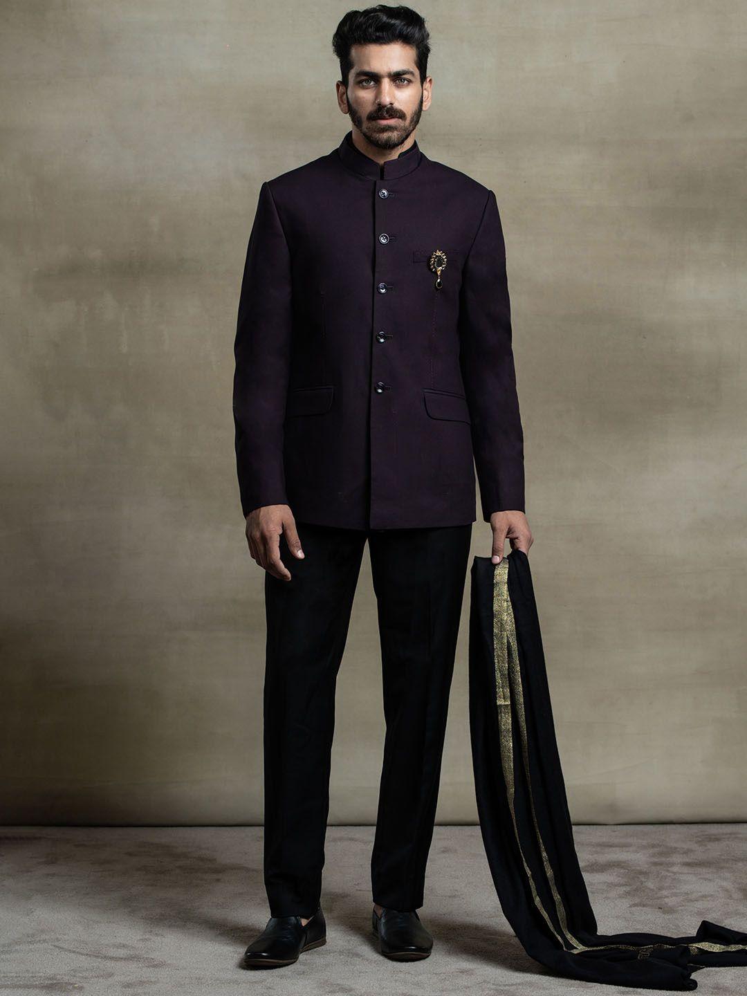 tasva men purple solid nehru jackets