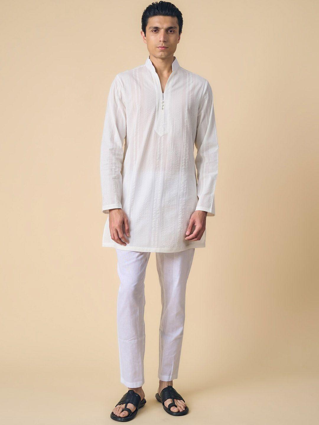 tasva men woven striped pure cotton kurta with pyjamas set