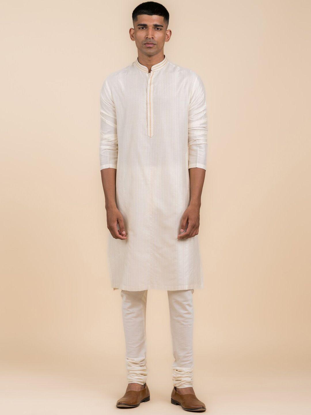 tasva striped mandarin collar kurta with churidar