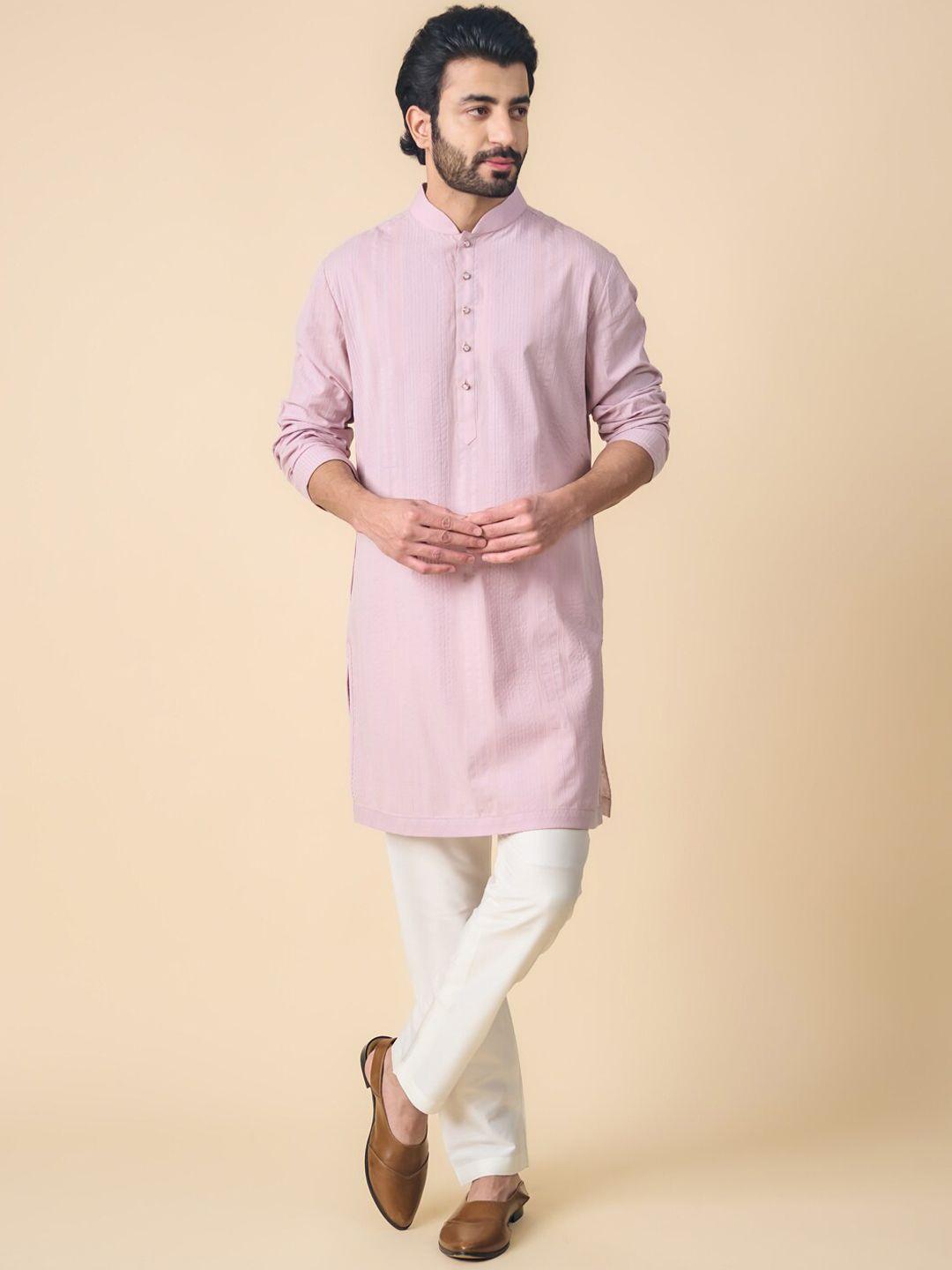 tasva woven design straight pure cotton kurta with pyjamas