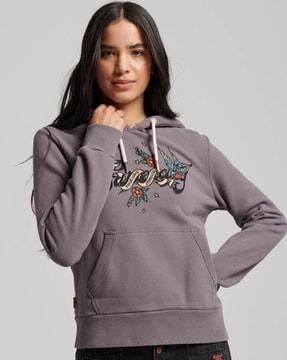 tattoo script embellished regular fit hoodie