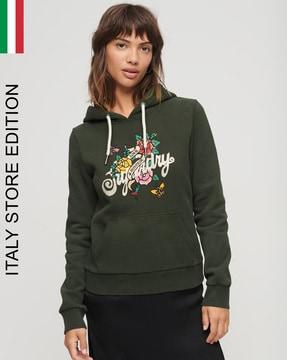 tattoo script embellished regular fit hoodie