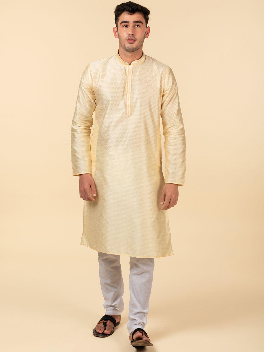 tattva ethnic motifs woven design jacquard straight kurta with pyjamas