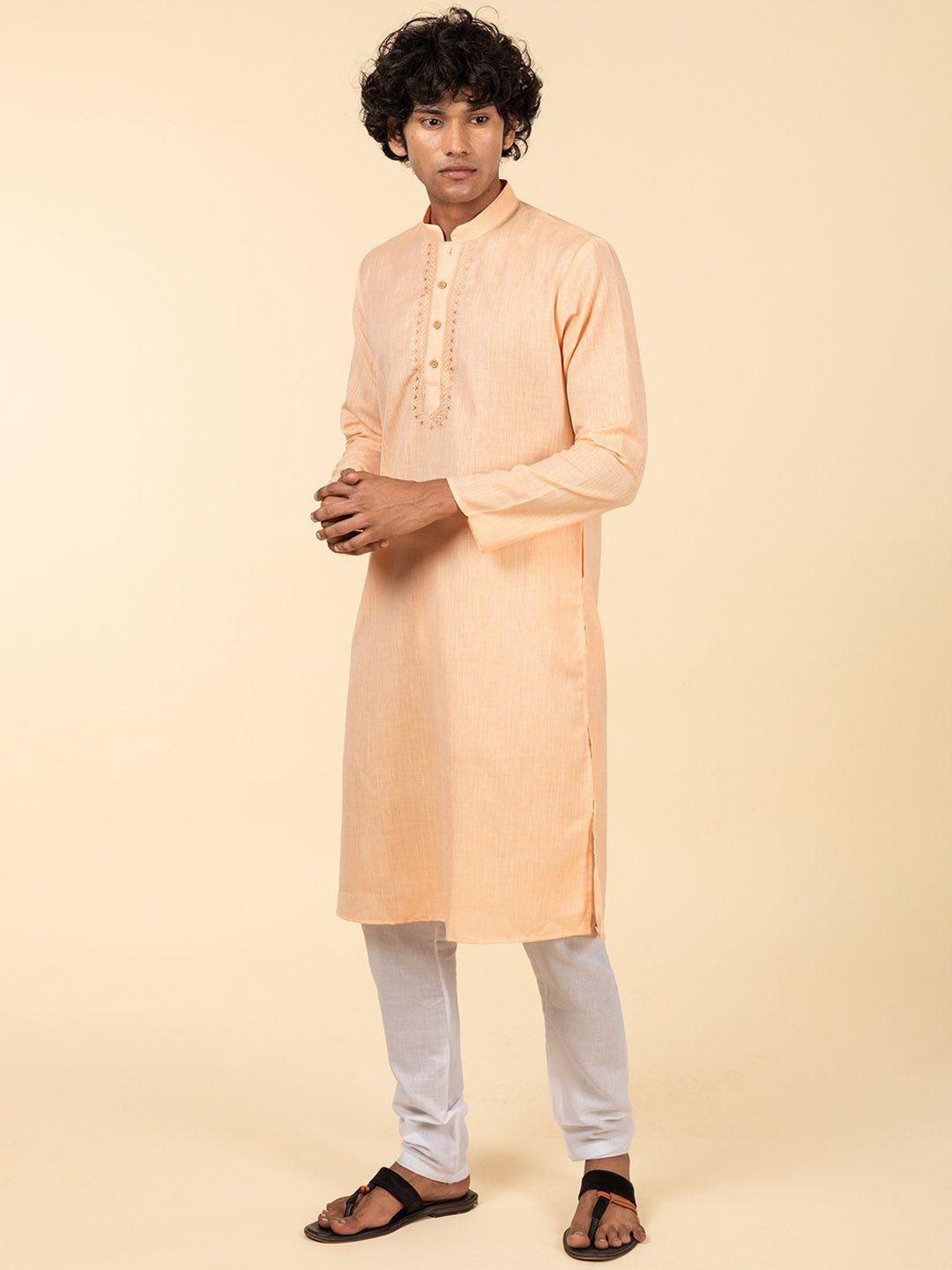 tattva mandarin collar regular pure cotton kurta with pyjamas