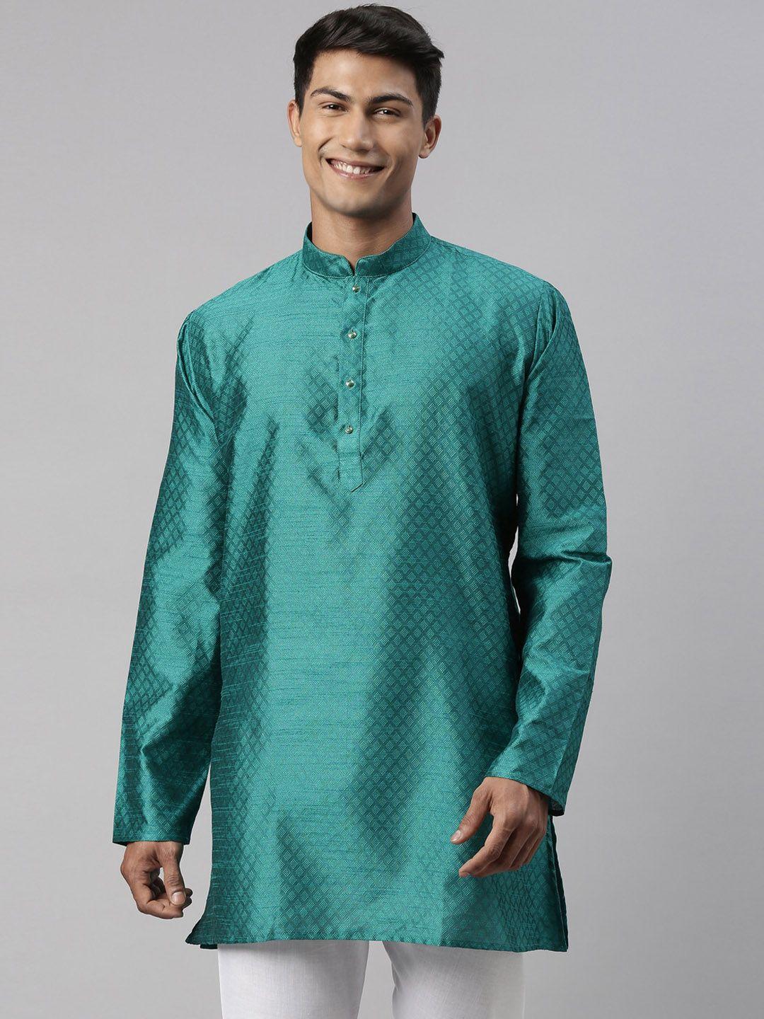 tattva men green self design kurta