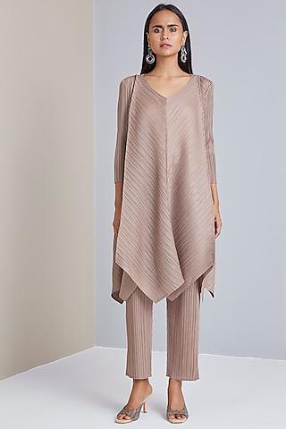 taupe polyester tunic set
