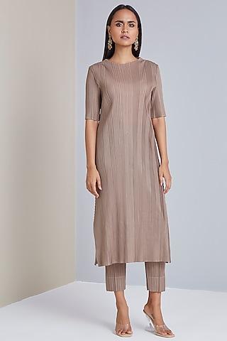 taupe a-line kurta set