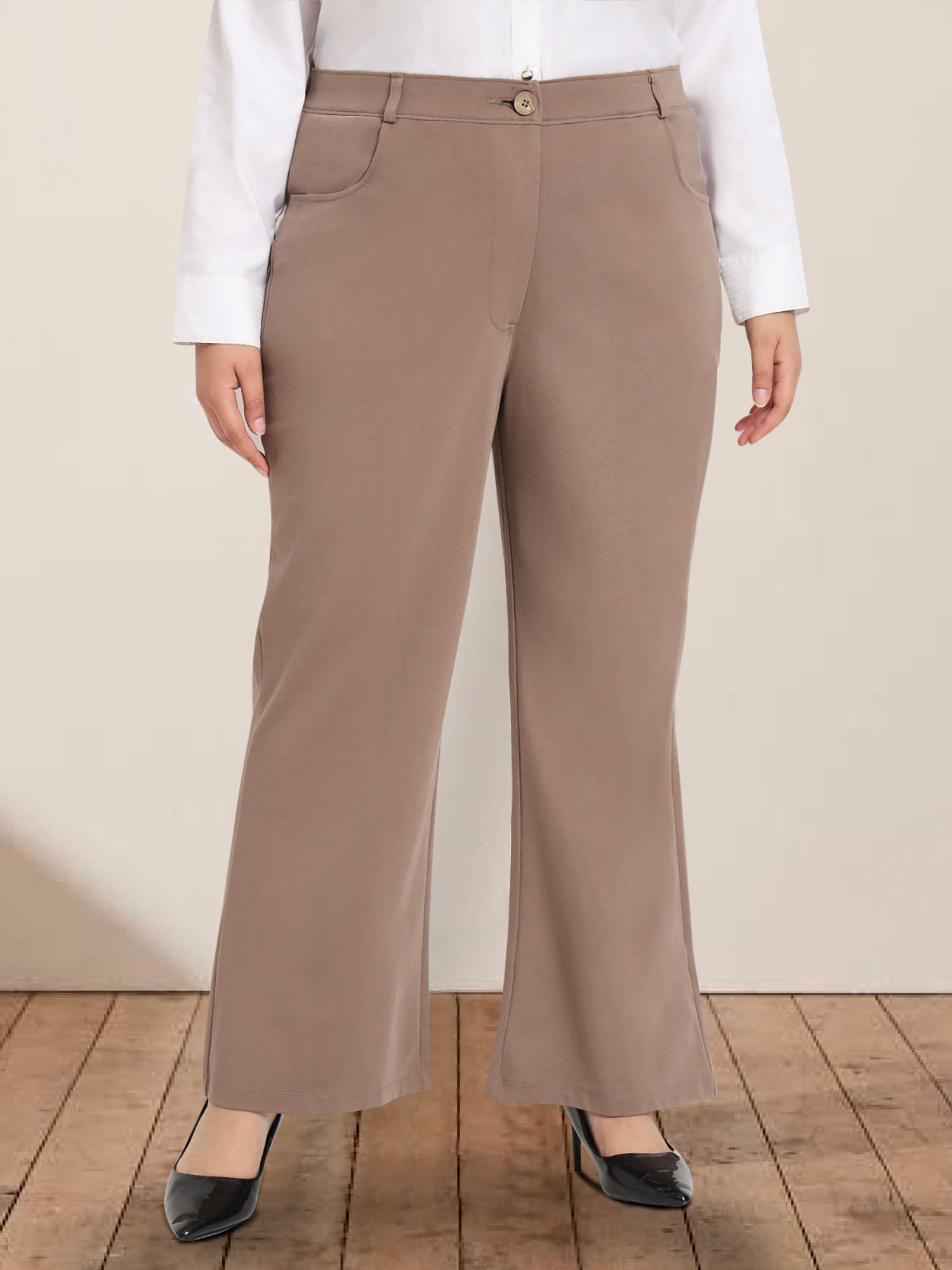 taupe brown plus size extra stretch curve trouser