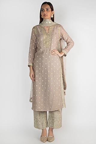 taupe embroidered kurta set