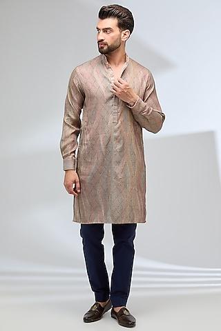 taupe georgette thread embroidered kurta set