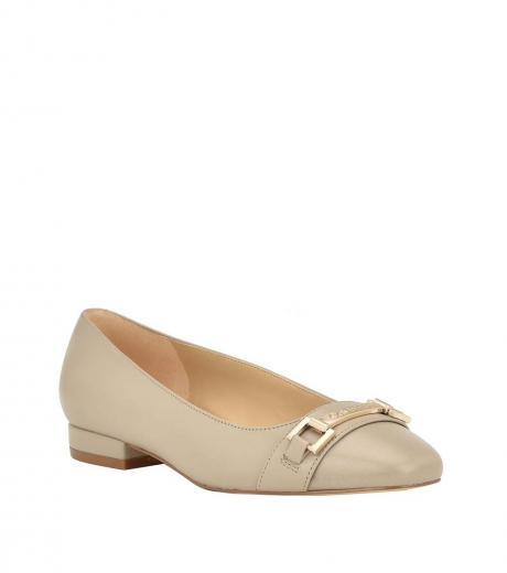 taupe logo ballet flat