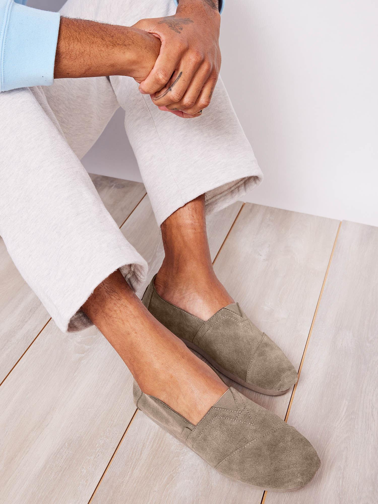 taupe suede lightweight slip ons