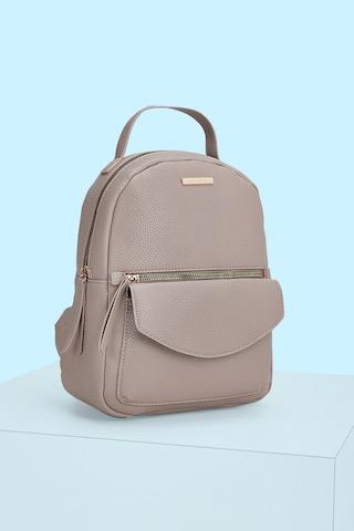 taupe textured casual pu women backpack