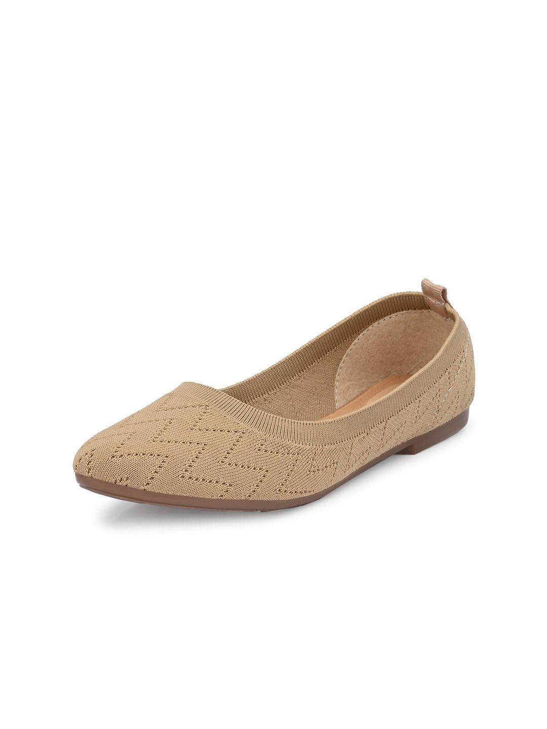 taurene women beige ballerinas with laser cuts flats