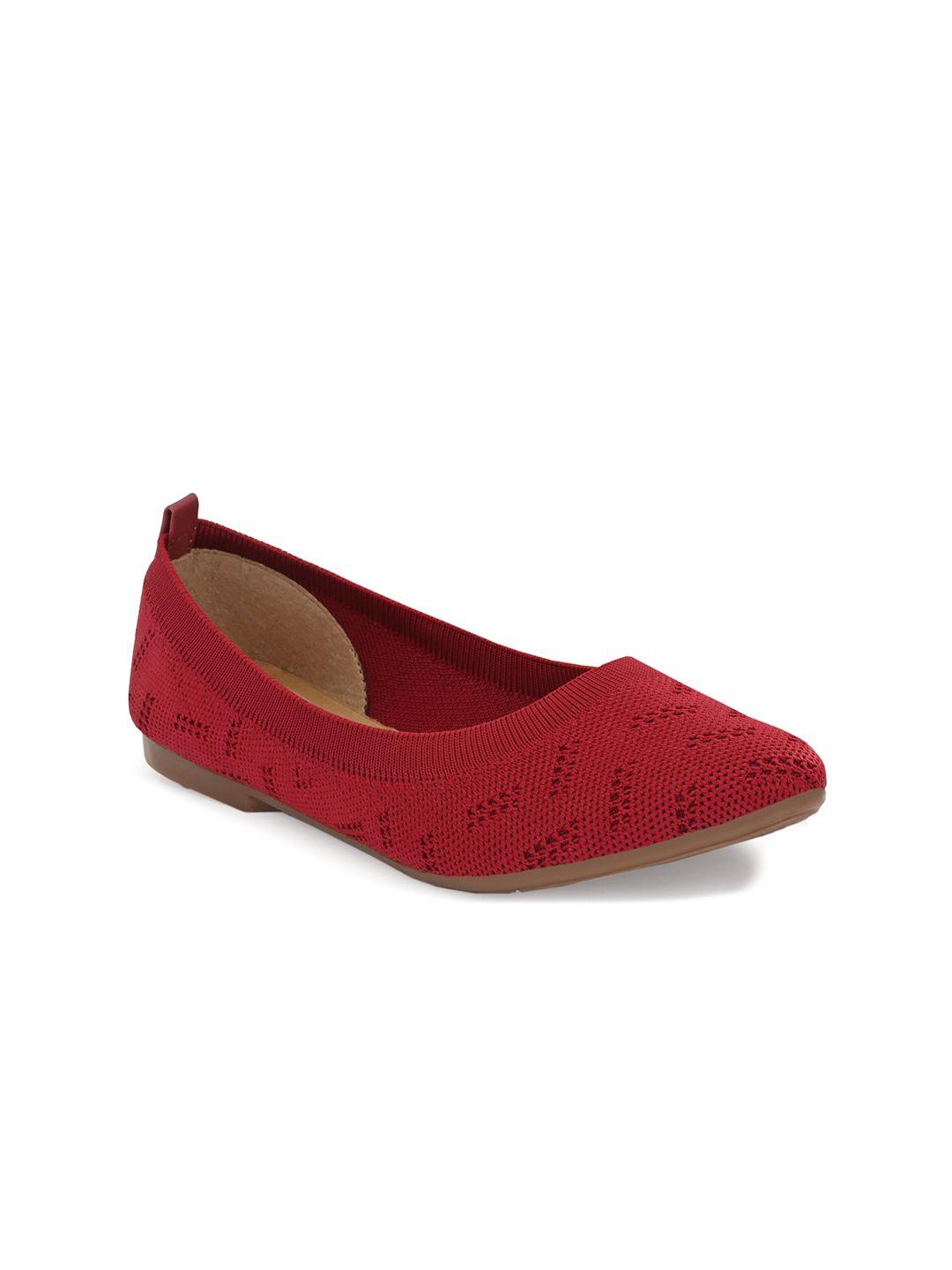 taurene women maroon ballerinas with laser cuts flats