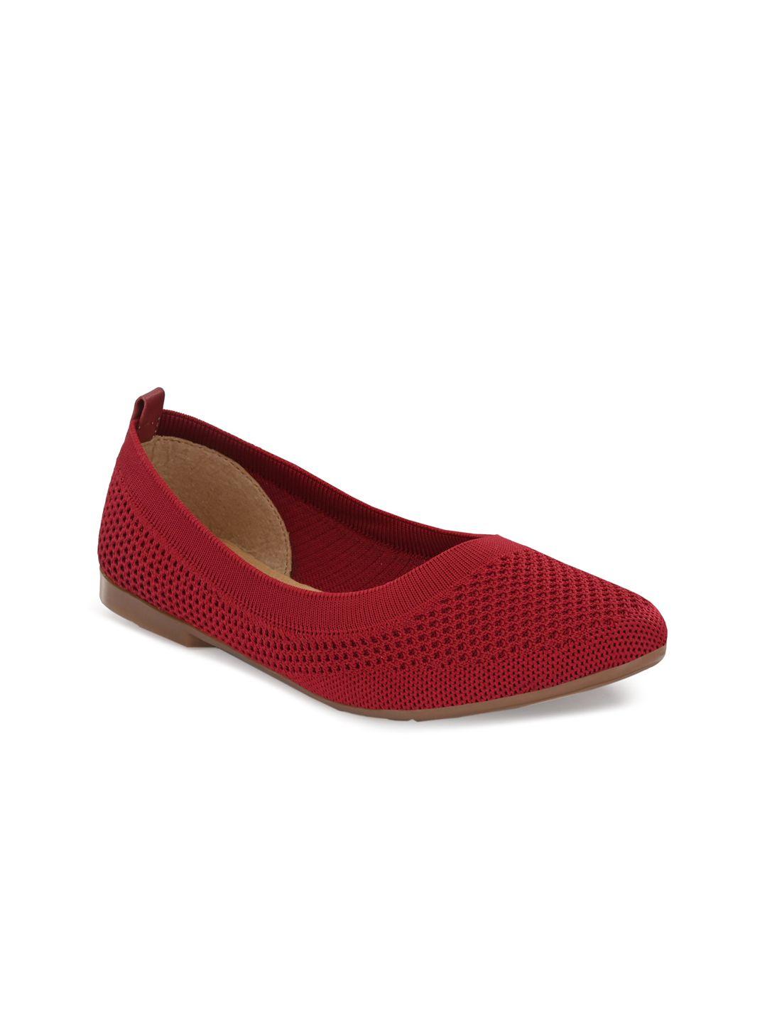 taurene women maroon ballerinas with laser cuts flats