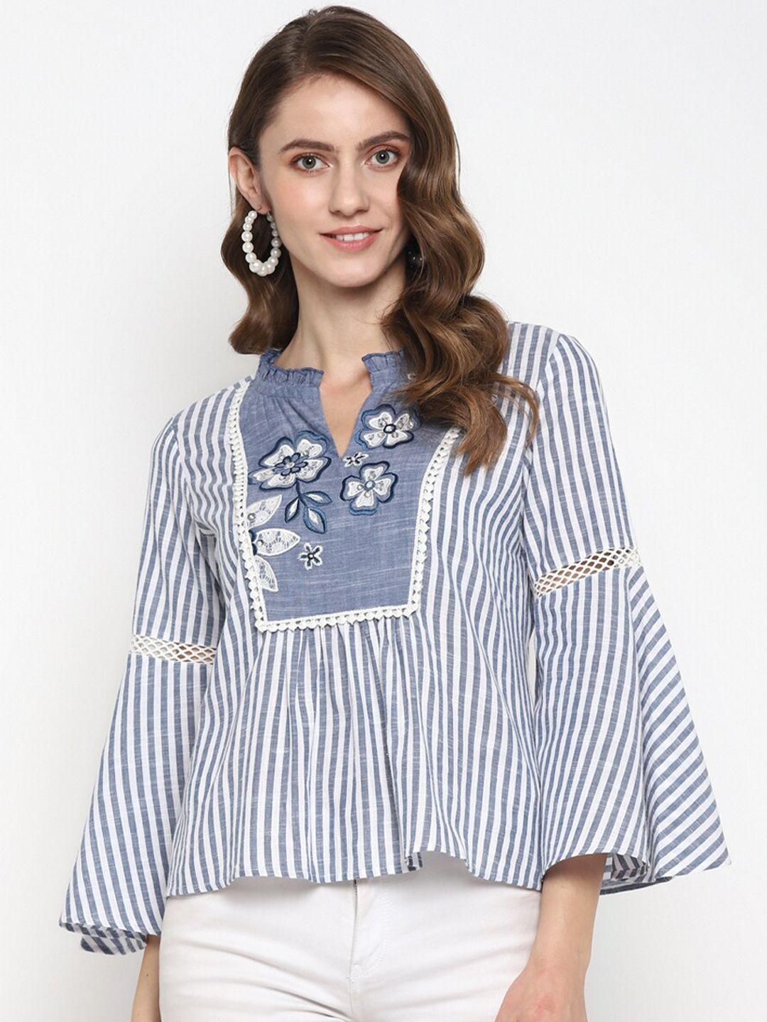 taurus blue & white striped top