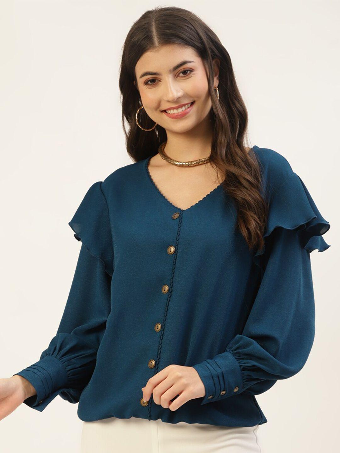 taurus cuffed sleeve v-neck top