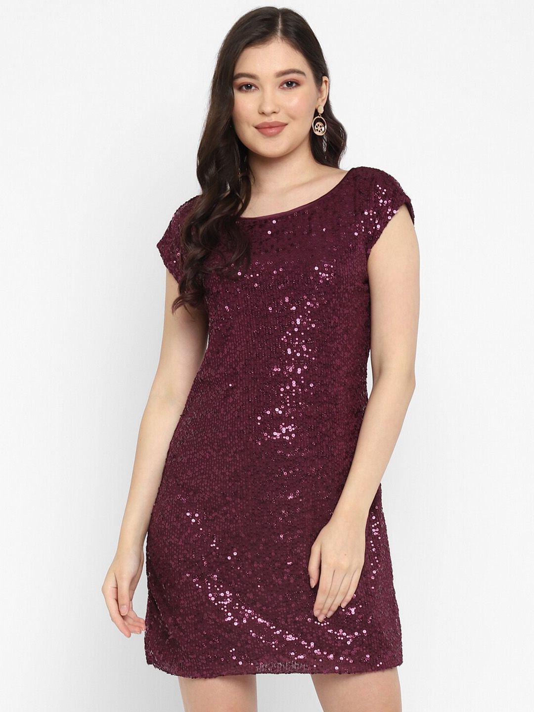 taurus embellished sequinned detailed cap sleeves sheath dress