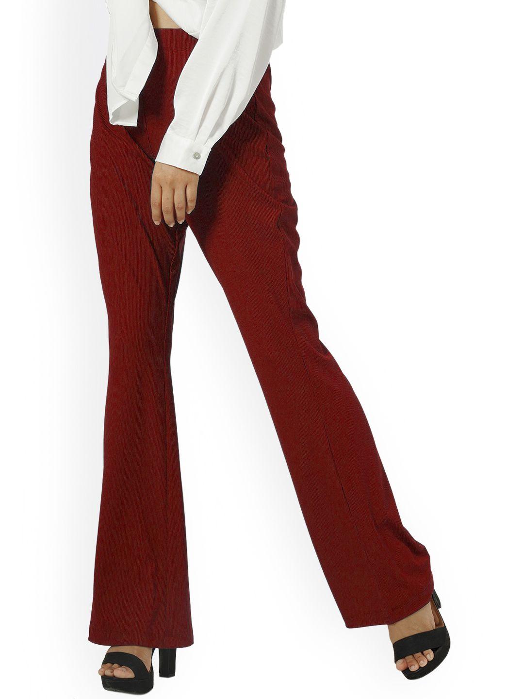 taurus women maroon bootcut trouser