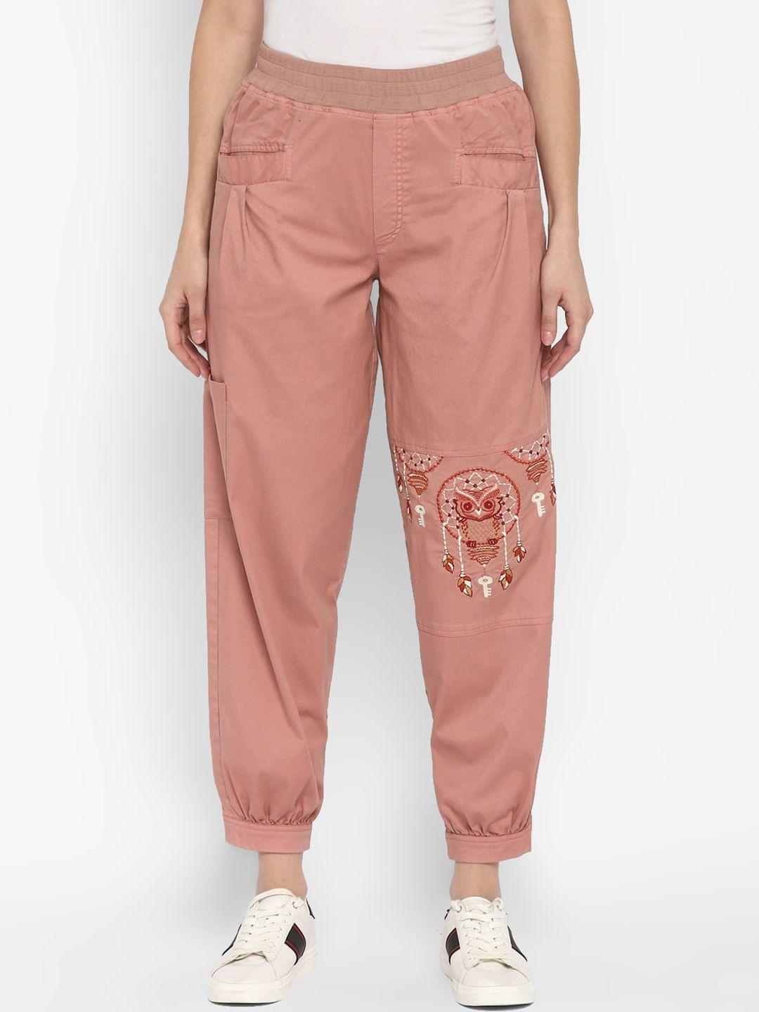 taurus women pink relaxed loose fit joggers trousers