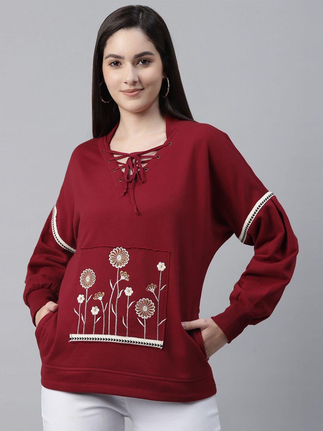taurus women red embroidered sweatshirt