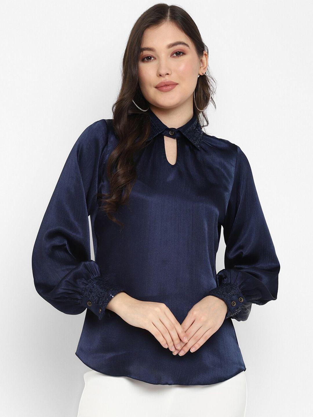 taurus women spread collar standard regular fit opaque casual shirt