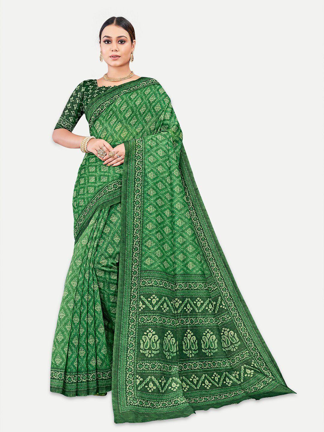 tavas green silk blend chanderi saree