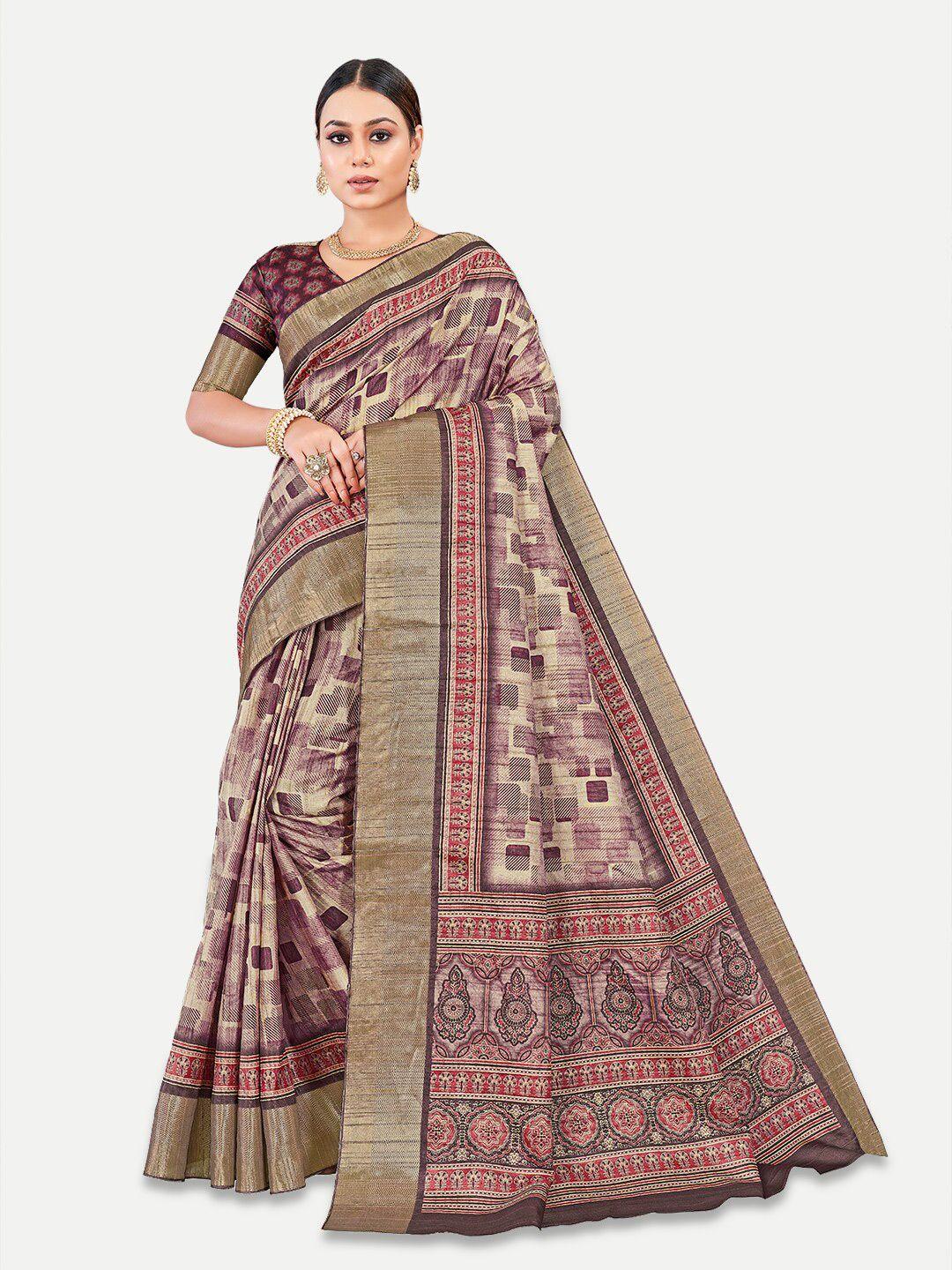 tavas maroon & purple silk blend kota saree