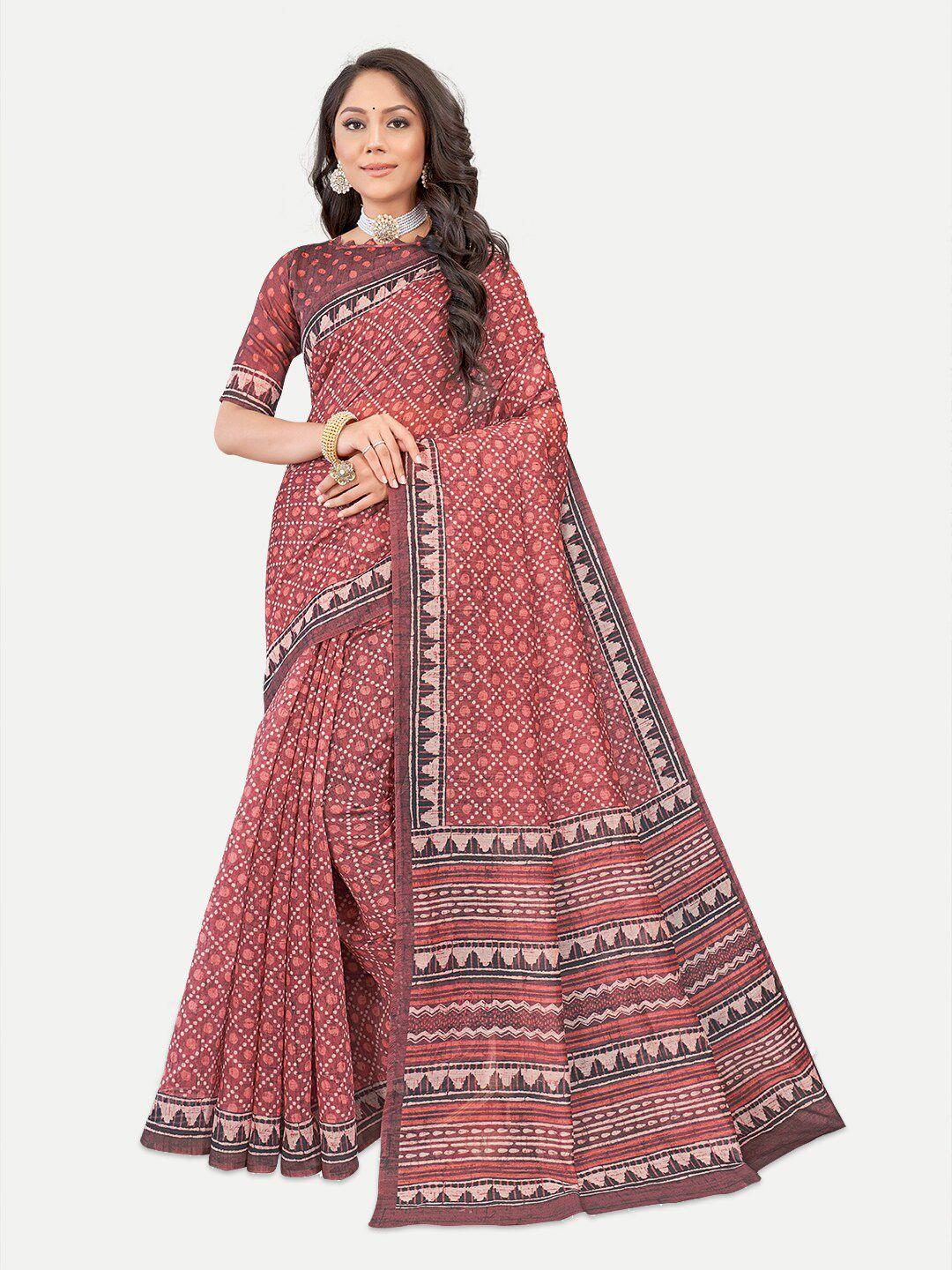 tavas maroon & white silk blend chanderi saree