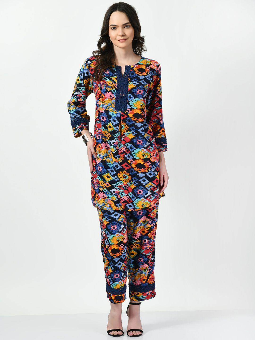 tboj abstract printed top & trousers