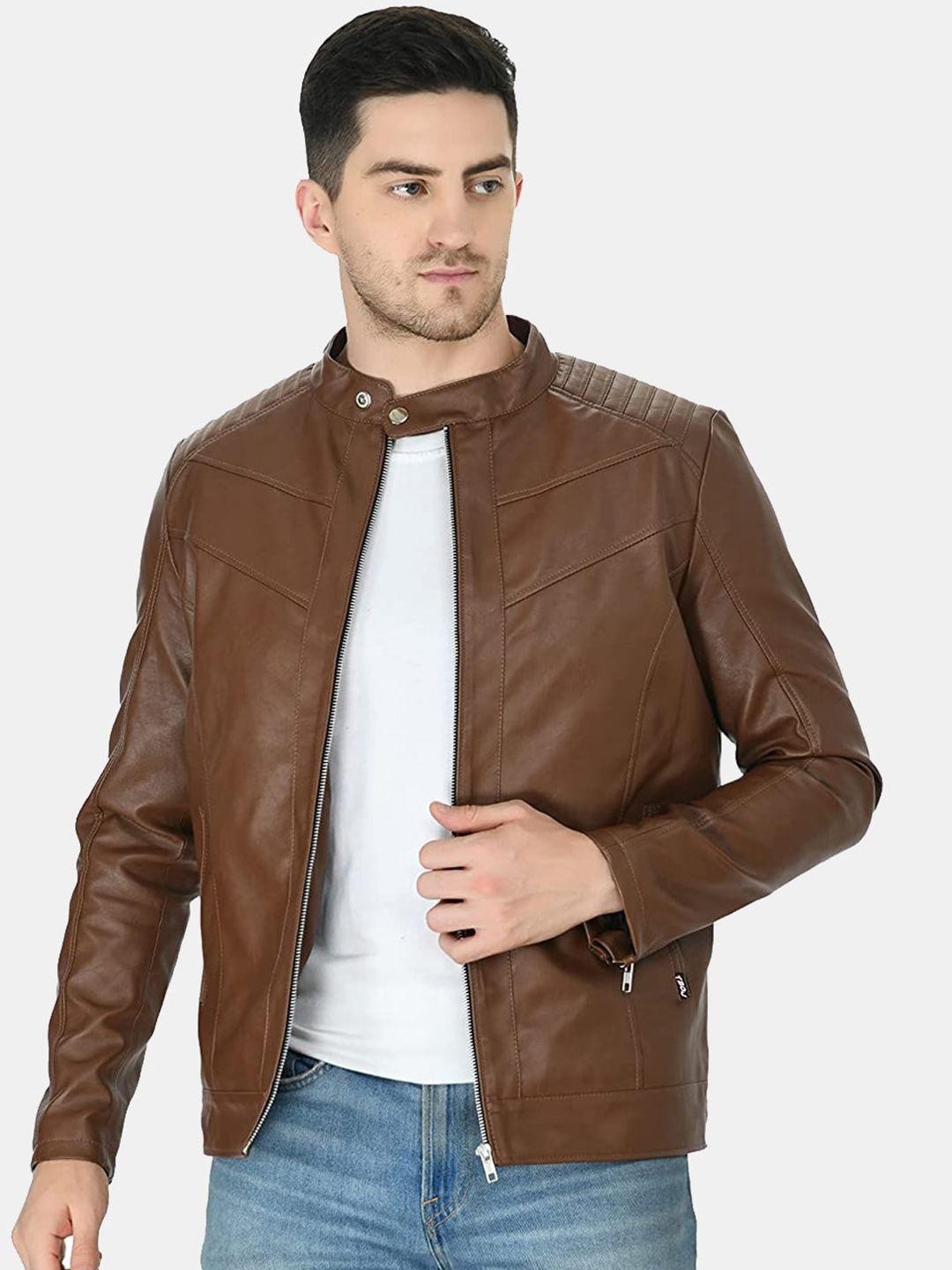 tboj men tan crop biker jacket