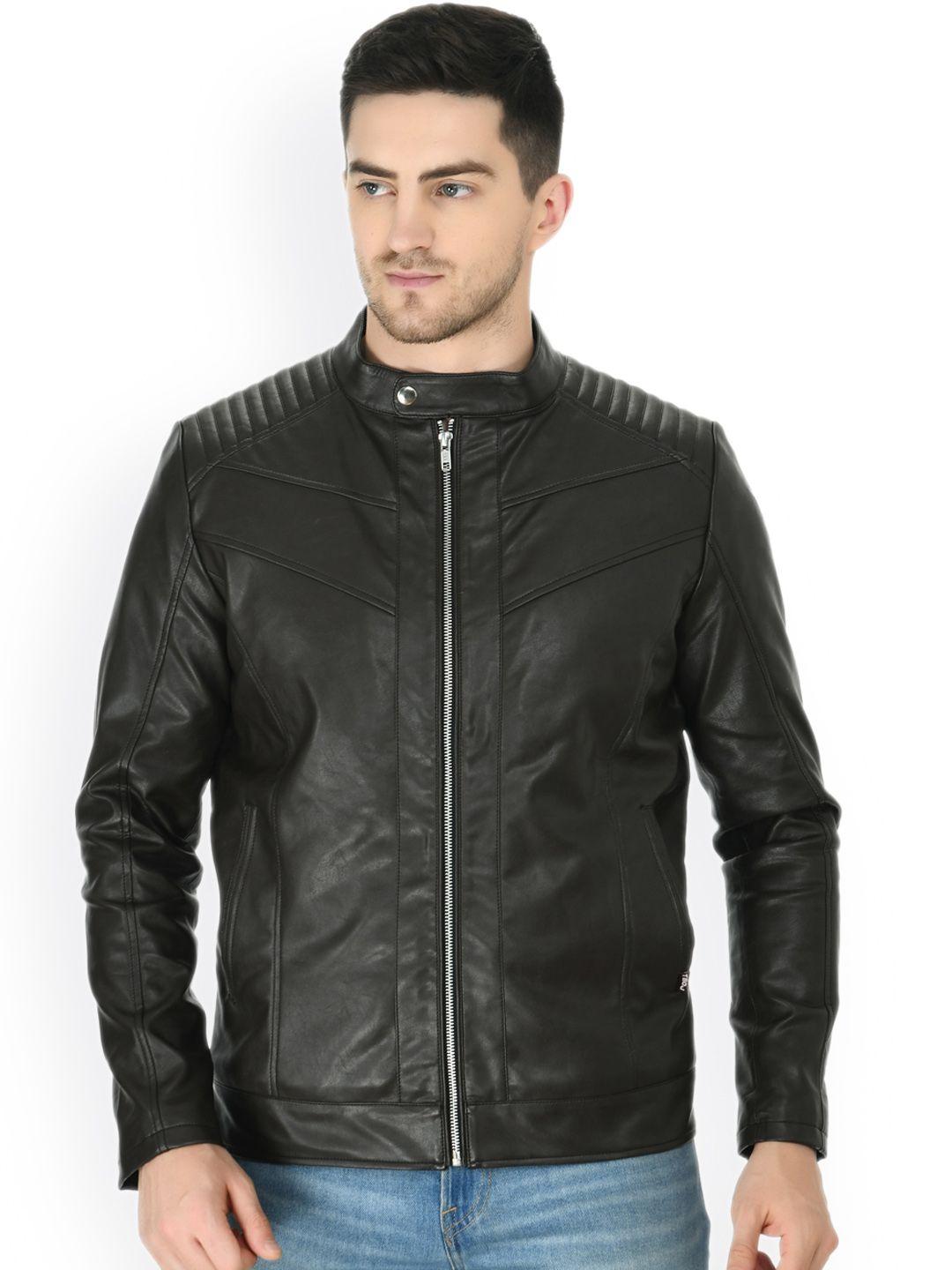 tboj stand collar lightweight anti odour leather jacket