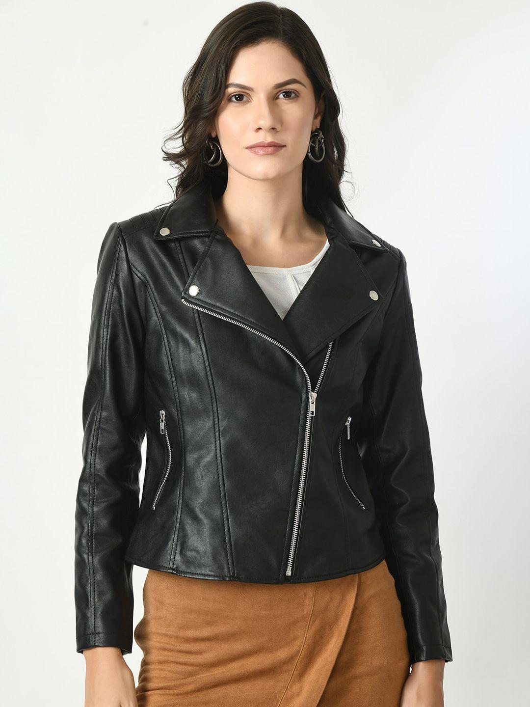 tboj water resistant lapel collar pu biker jacket