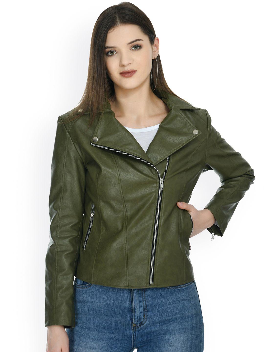 tboj women leather lightweight longline biker jacket