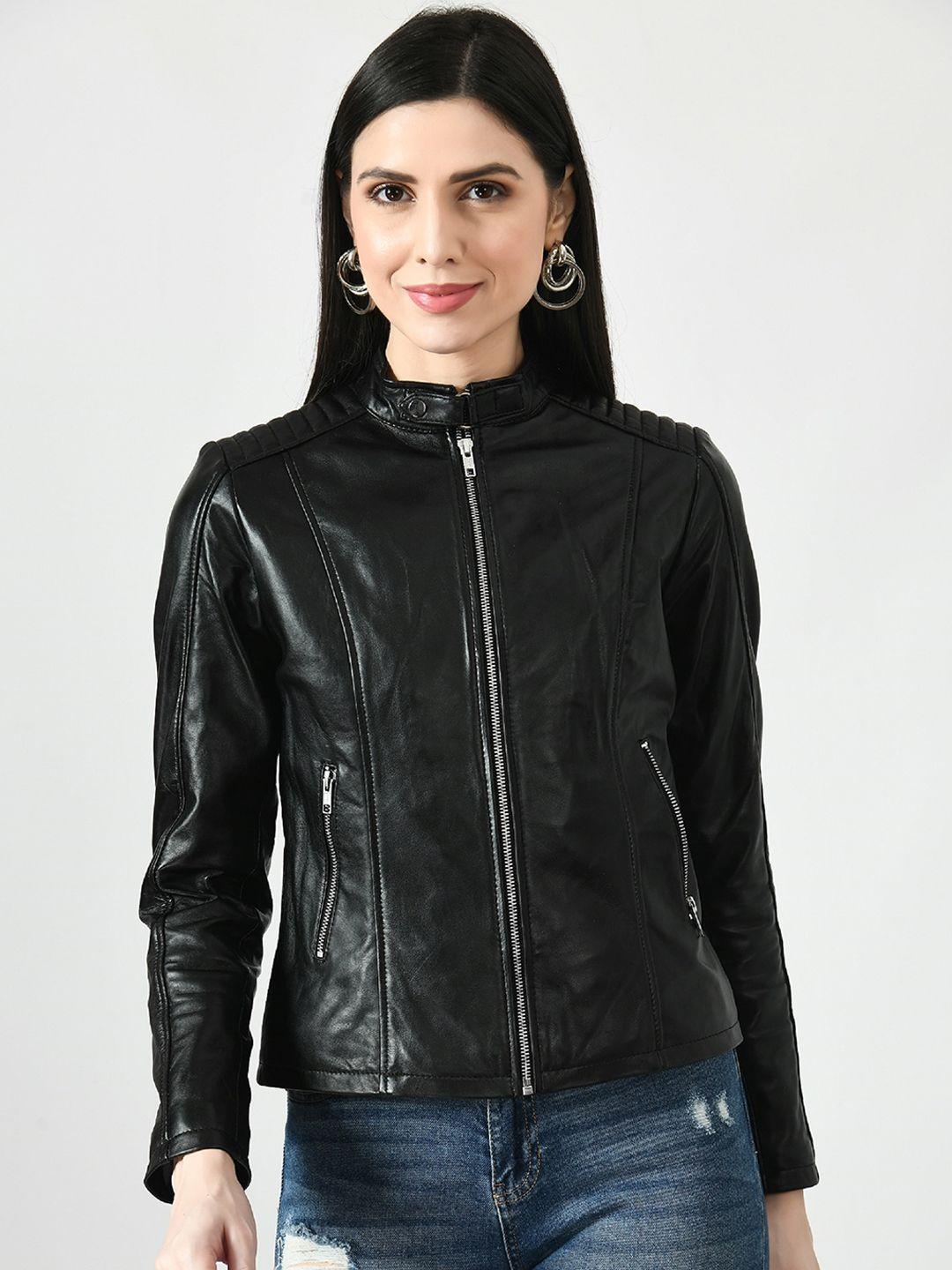 tboj women leather lightweight outdoor biker jacket