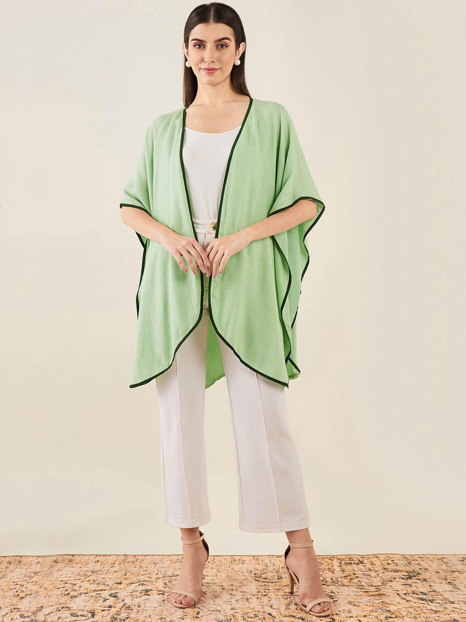 tea green cashmere cape