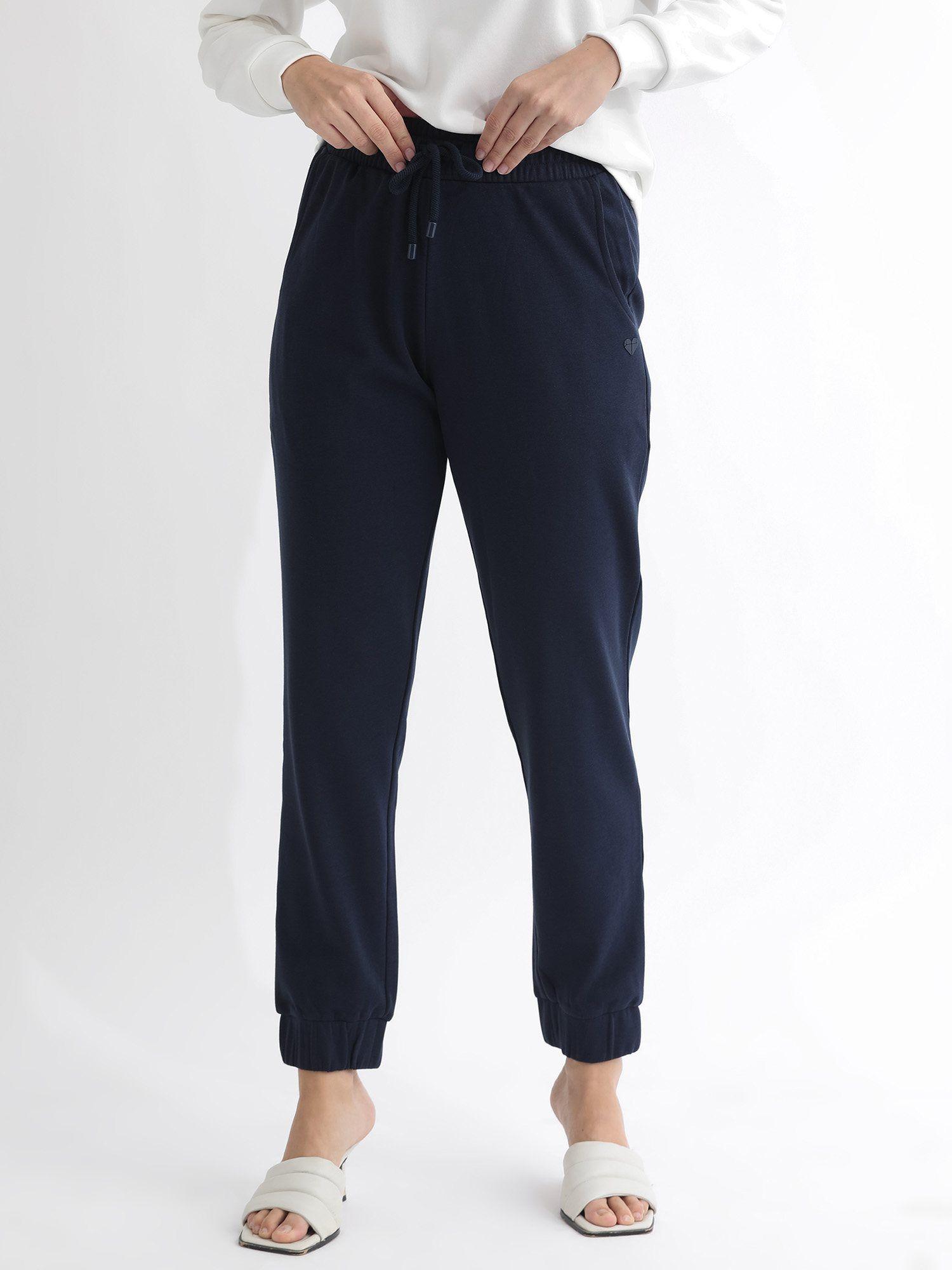 teac navy blue solid trouser