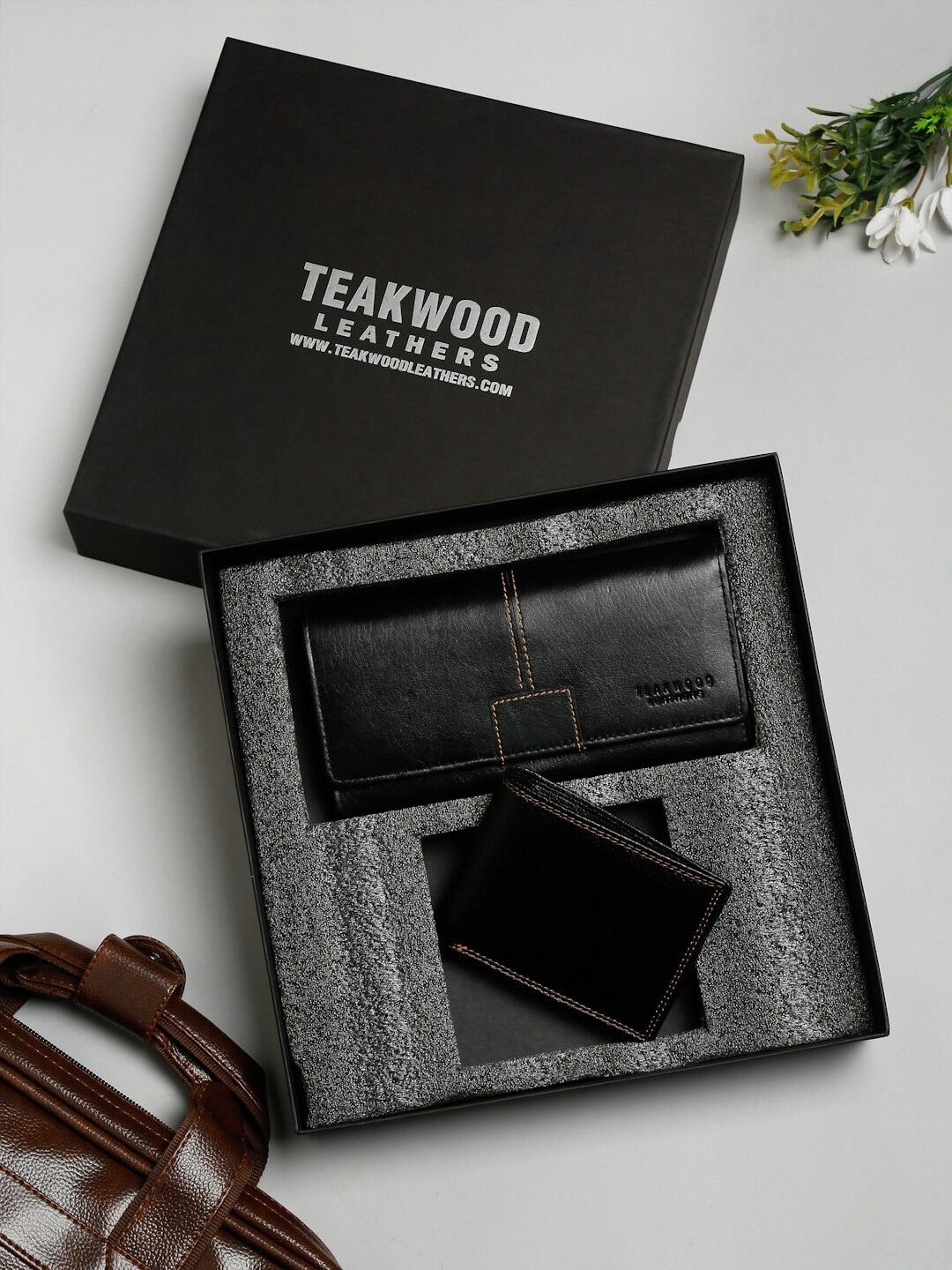 teakwood leathers black leather accessory gift set