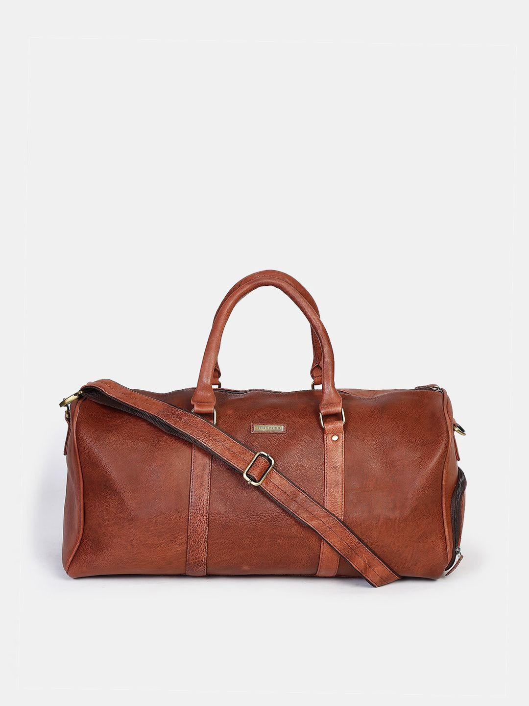 teakwood leathers brown solid leather duffle bag