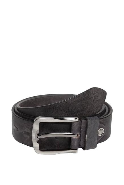 teakwood leathers dark grey interlaced leather narrow belt